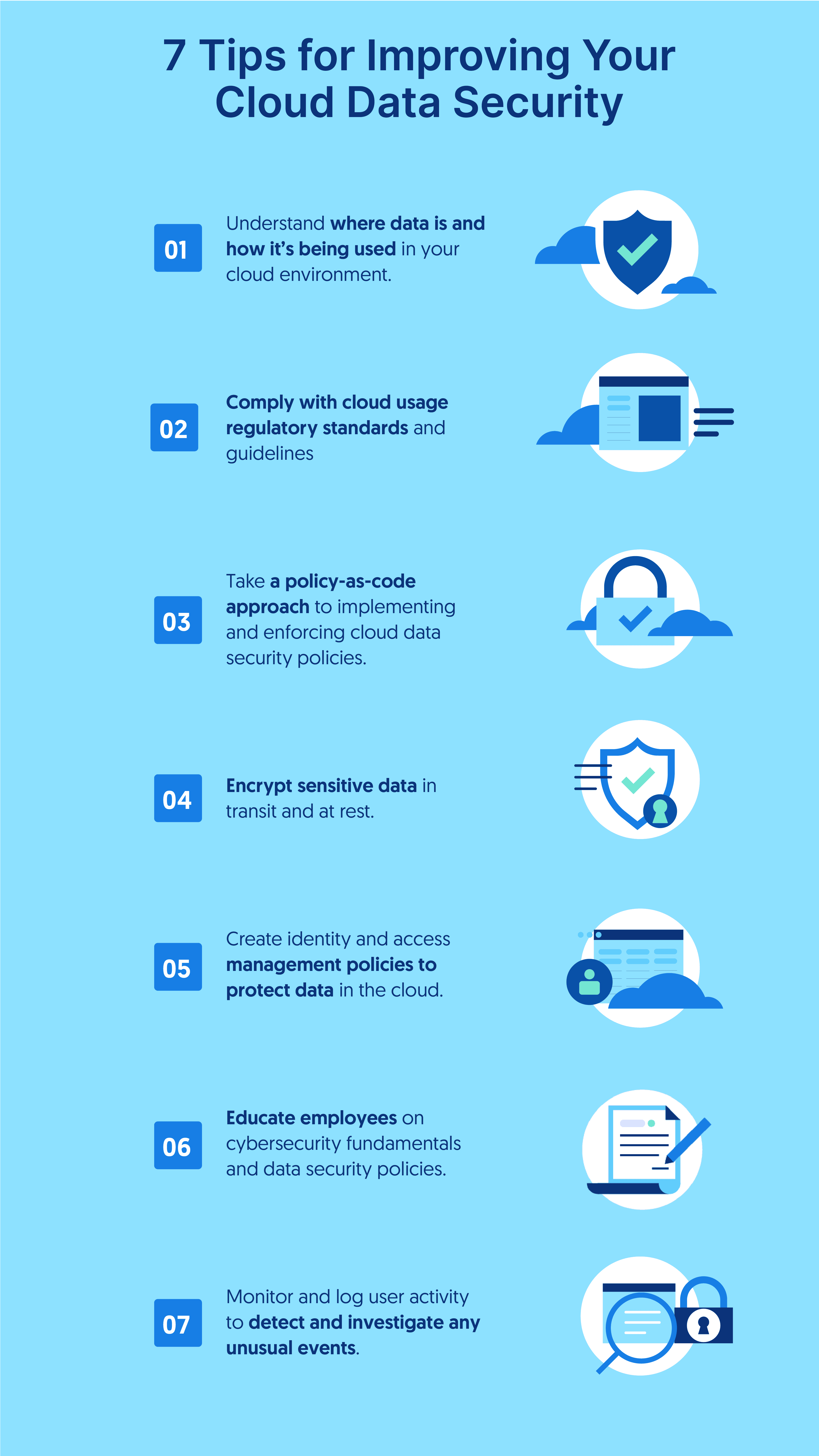 List of seven tips for improving cloud data security